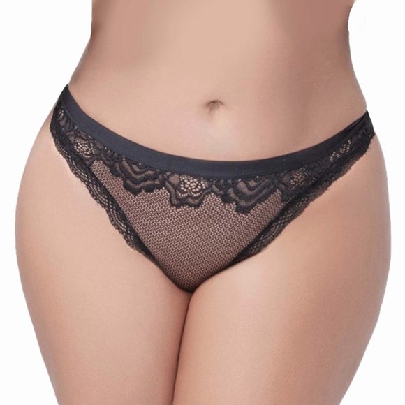 Lace and Mesh Thong Womens Plus Size 1x 2x Red Underwear Panty - Picture 3 of 10